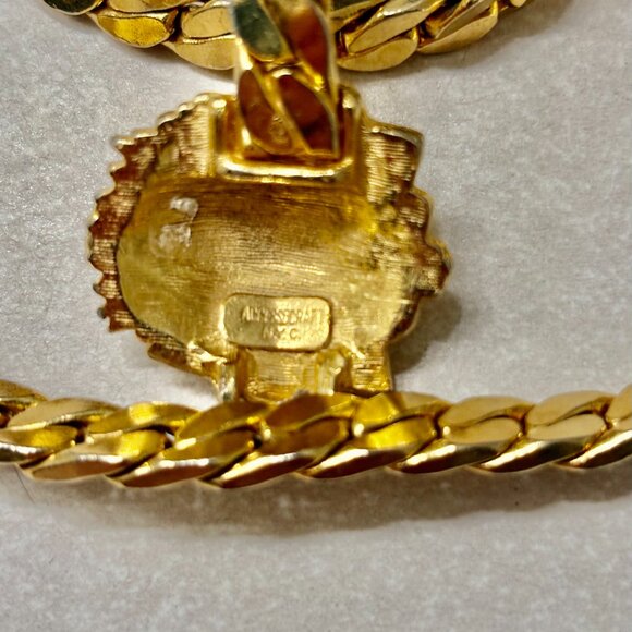 VTG Auth ACCESSOCRAFT NYC Iconic Double Lion Heads Circa 1970\'s Gold Link Belt main image 4